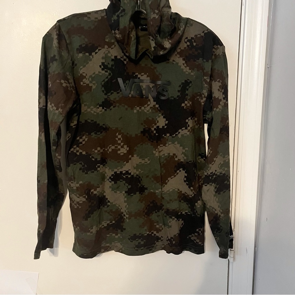 Vans youth, large camo T-shirt, hoodie, loose skateboard skater fit